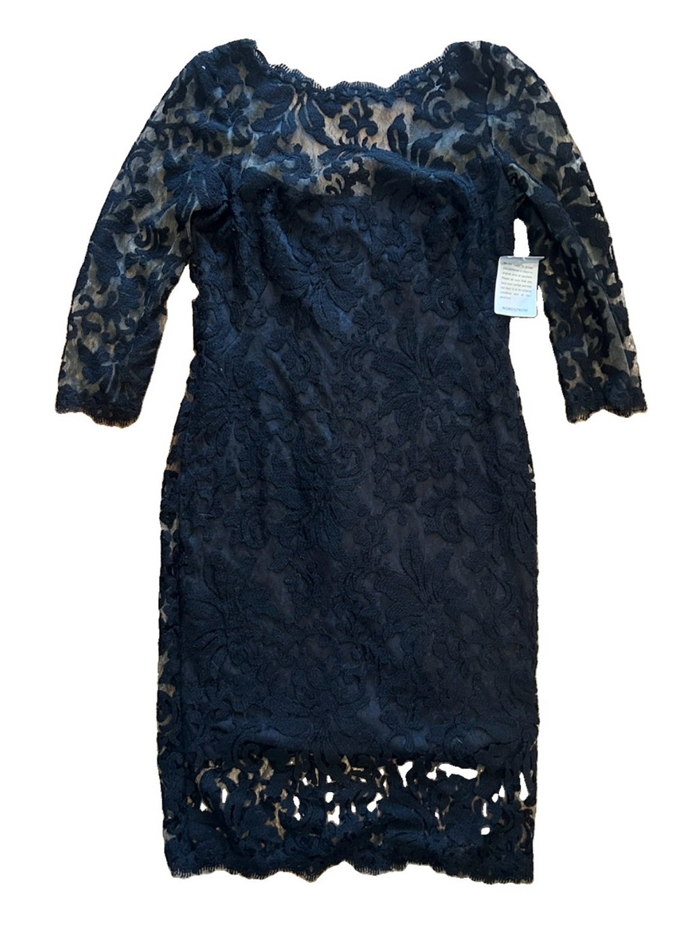 NWT Tahari ASL Black Floral Lace Long Sleeve Dress Size 10